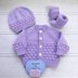 Annabeth Cardigan, Hat & Booties, 16-20 inch chest 0-12mths