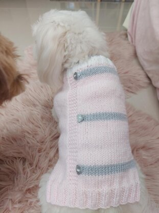 Pink stripe dog coat