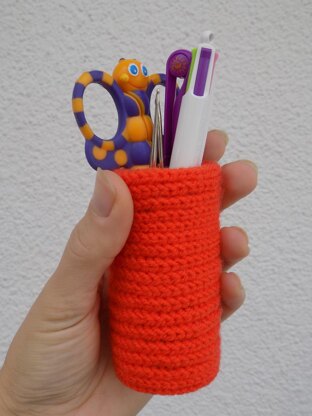 Back to School Crochet Pen&Pencil Holder, Desk Organizer or Vase