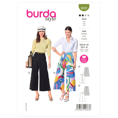 Burda Style Ladies Outerwear Trousers/Pants B6032 - Paper Pattern, Size 34 - 44