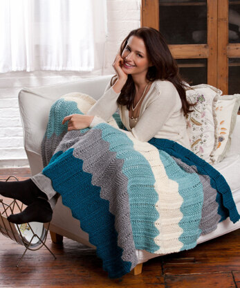 Chevron Knit Throw in Red Heart Soft - LW2974EN