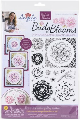 Angela Poole Designs Angela Poole A4 Photopolymer Stamp Set - Buds To Blooms - Perfect Peonies