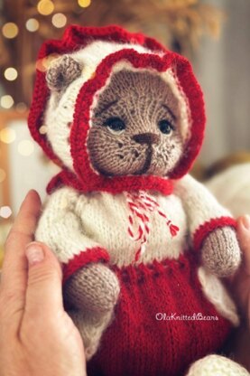 Teddy Bear Outfit Knitting Pattern – Little Heart Outfit PDF (25–30 cm)
