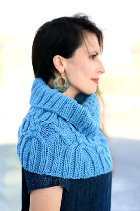 Granite cable knit cowl scarf