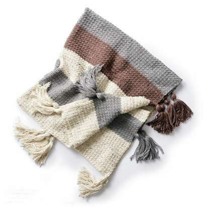 Tassel Down Blanket in Caron Simply Soft Tweeds - Downloadable PDF