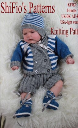 Knitting Pattern boys set UK & USA Terms #362