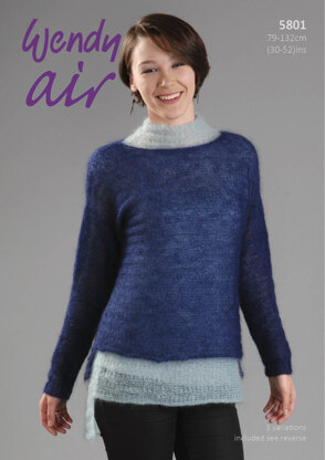 Scoop Neck Sweaters and Funnel Neck Slipover in Wendy Air - 5801