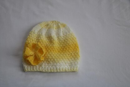 Ray of Sunshine Baby Hat with Flower.