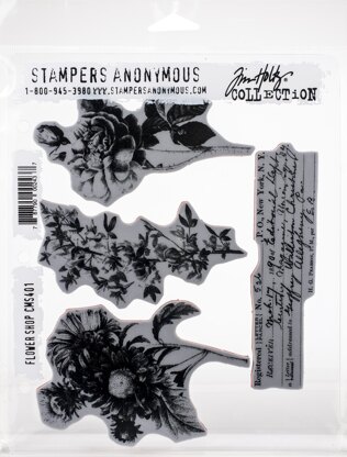 Stampers Anonymous Tim Holtz Cling Stamps 7"X8.5" - Flower Shop