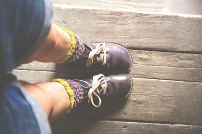 Lilac and Lime Bobble Boot Socks