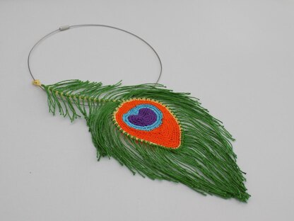 Peacock feather necklace