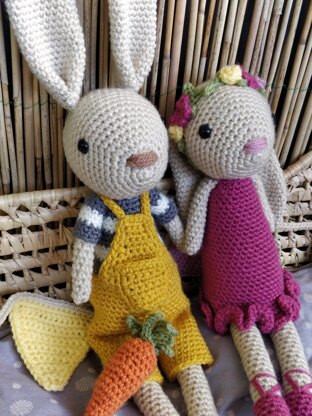 Easter Set Collection Rose and Peter Rabbit Bunny Bunnies, Easter Egg, Carrot Bunny and Embroider Eggs garland amigurumi set