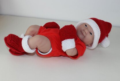 Preemie Baby Santa Hat, Booties and Mittens