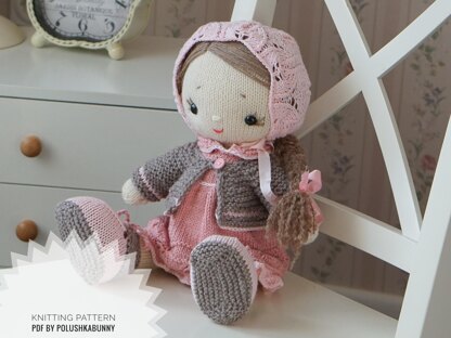 Doll clothes Knitting Pattern Outfit Shabby Chic Style for doll, lamb, bunny, kitty