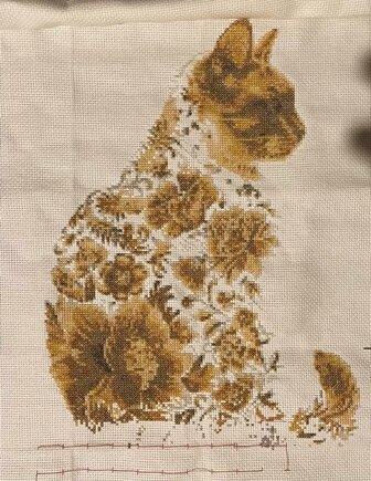 Cat Silhouette:  Orange - Counted Cross-stitch #6