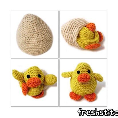 Amigurumi Russ the Chick in an egg