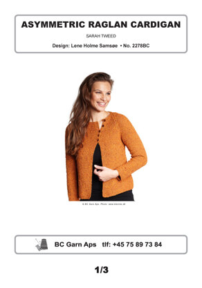 Asymmetric Raglan Cardigan in BC Garn Sarah Tweed - 2278BC - Downloadable PDF