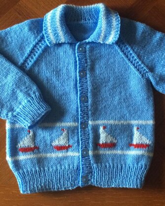 Little Yachts Cardigan with a collar, in 2 sizes