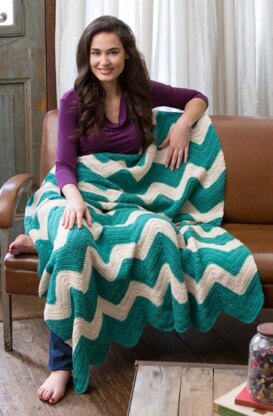 Chic Chevron Throw in Red Heart Soft Solids - LW4411