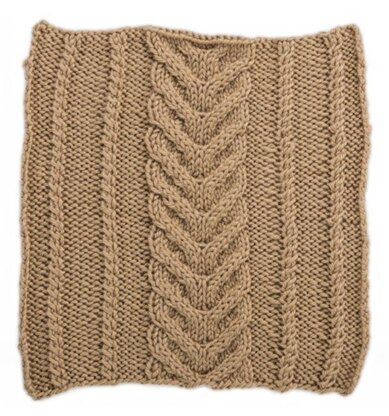 Horseshoe Panel with Twists Square for Knit Your Cables Afghan in Red Heart Soft Solids - LW4309-F