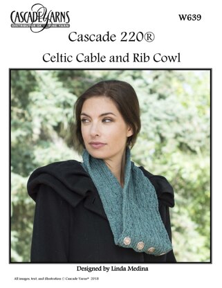 Celtic Cable and Rib Cowl in Cascade Yarns Cascade 220® - W639 - Downloadable PDF