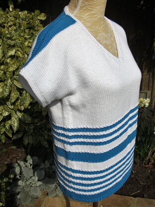 2 Tone Striped V Neck Sweater