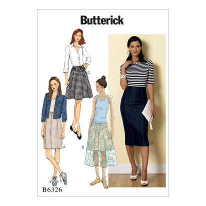 Butterick Röcke mit erhöhter oder elastischer Taille für Damen B6326 - Schnittmuster