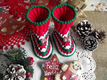 Christmas Baby Booties