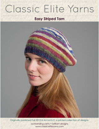 Easy Striped Tam in Classic Elite Yarns Liberty Wool Solids - Downloadable PDF
