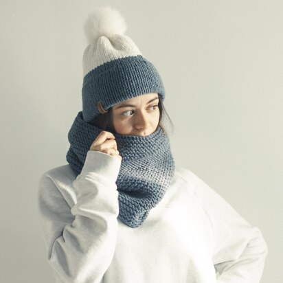 Set: Double Brim beanie and Cowl Scarf + VIDEO