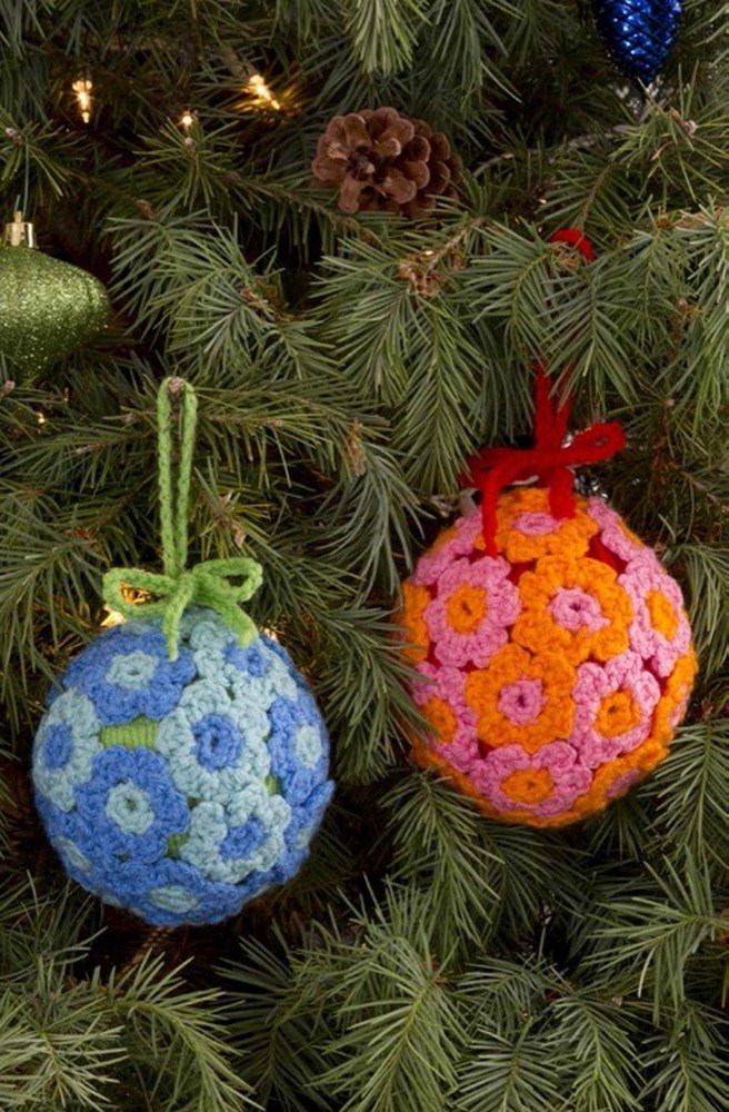 Red flower ball ornaments