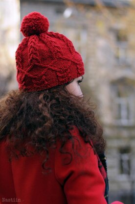 Valerie cable knit pompom hat