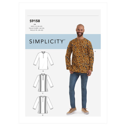 Simplicity Men's Half Buttoned Shirts S9158 - Sewing Pattern
