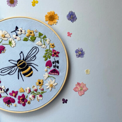 Bee and Wild Flowers Embroidery Kit
