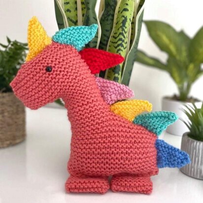 Rainbow Dinosaur - knitting pattern