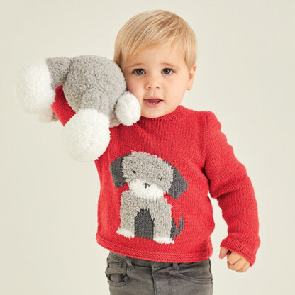 Sirdar 5371 Baby Sweater with Dog Motif PDF at WEBS | Yarn.com