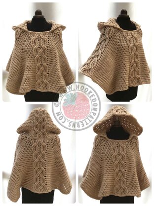 Milena Twist Cable Hooded Poncho