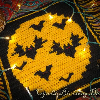 Spooky Moon Overlay Mosaic - Bat Attack!