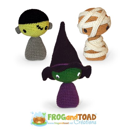 Halloween Witch Mummy Frankenstein Monster Amigurumi Crochet - FROGandTOAD Créations