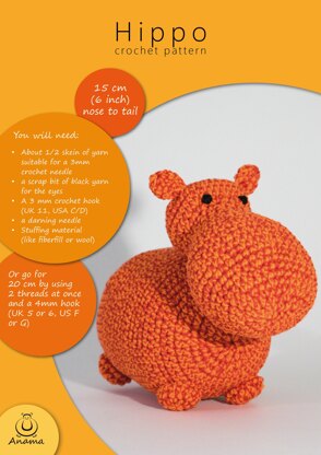 Funny hippo crochet pattern