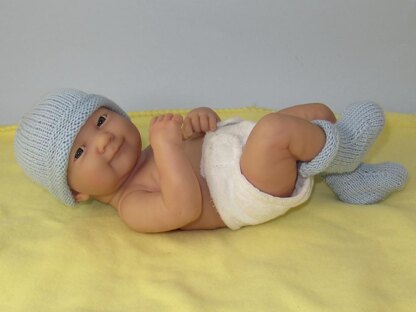 Just For Preemies - Premature Baby Simple 4 Ply Beanie and Booties Set