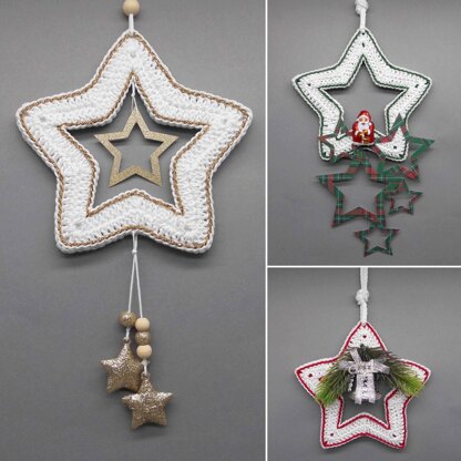 Crochet pattern star hanging decoration - super easy and versatile - from scraps of yarn