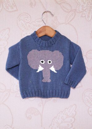 Intarsia - Elephant Face Chart - Childrens Sweater