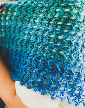 Soft Twilight Asymmetrical Cabled Shawl in SweetGeorgia Party of Five Gradient Mini-Skein Sets - Downloadable PDF