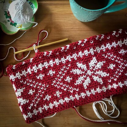 Fair Isle Snowflakes & Hearts Slouchy Beanie