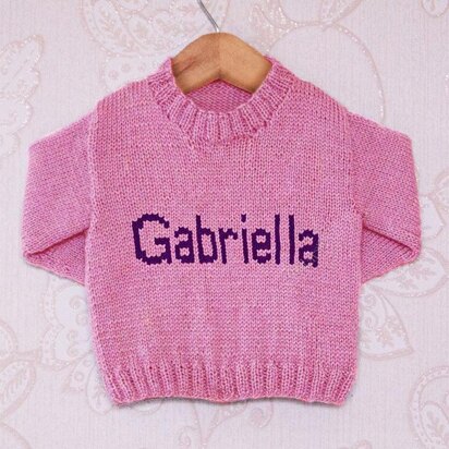 Intarsia - Gabriella Moniker Chart - Childrens Sweater