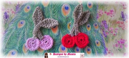 Crochet Cherries Applique Pattern Ornament For Holidays And Christmas