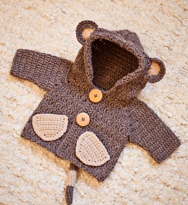 Monkey Hooded Cardigan