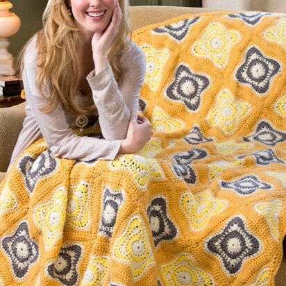 Rise & Shine Afghan/Throw in Red Heart With Love Solids - LW3718