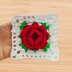 Crochet square motif with flower pattern